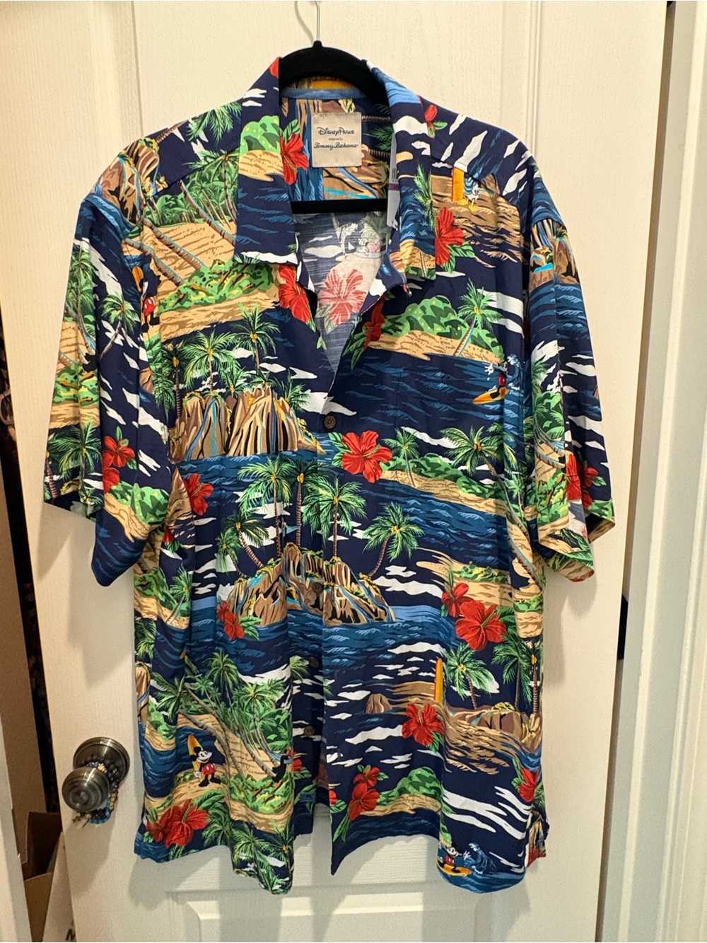Tommy Bahama Disney Parks Men’s Magic Isles Print Kingdom blue Hawaiian Shirt